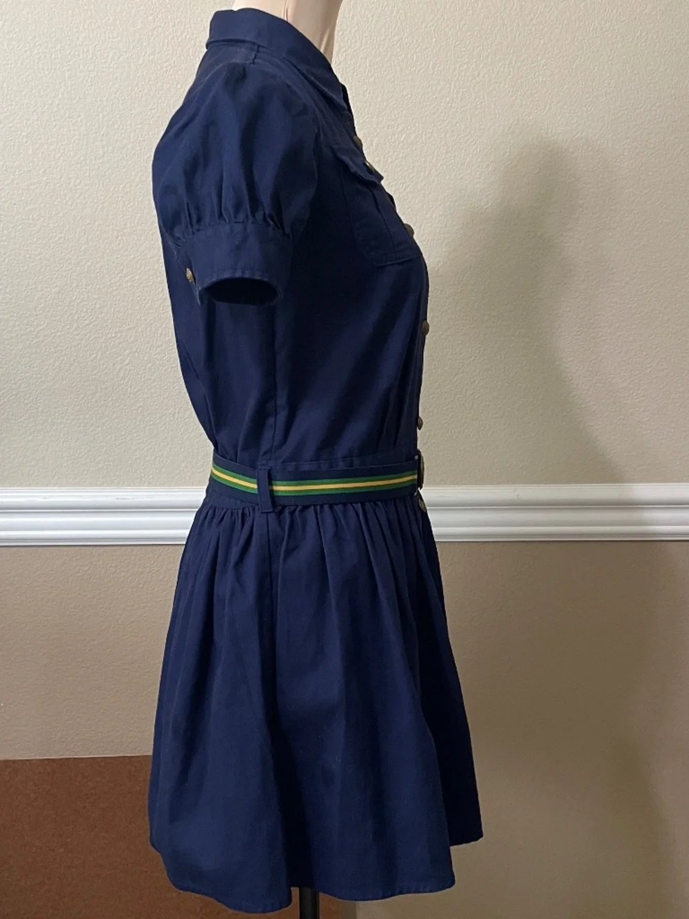 Polo Ralph Lauren Navy Blue Button Front Cotton Shirt Dress